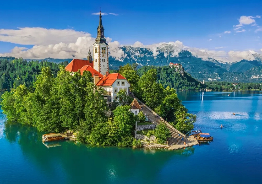 Puzzle 500 Układanka Miasto SŁOWENIA Bled Zamek Widok Krajobraz 9+ Castor_1