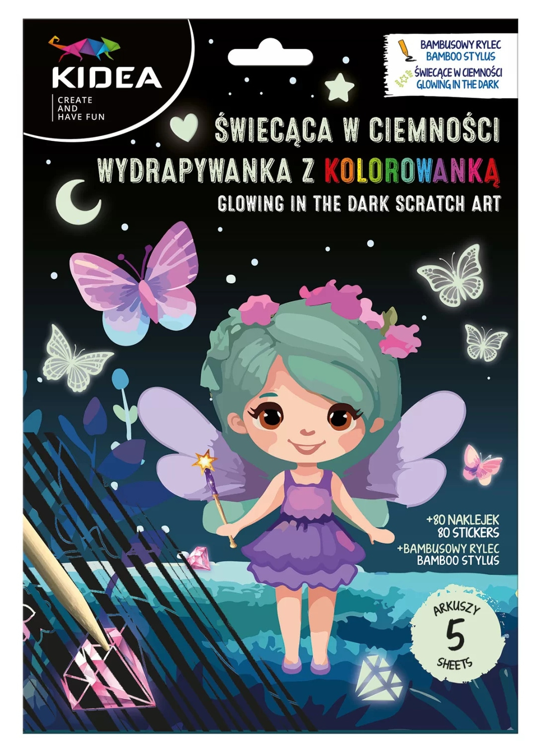 Wydrapywanka Z Kolorowanką WRÓŻKI Świecąca W Ciemności Magia Kidea_11