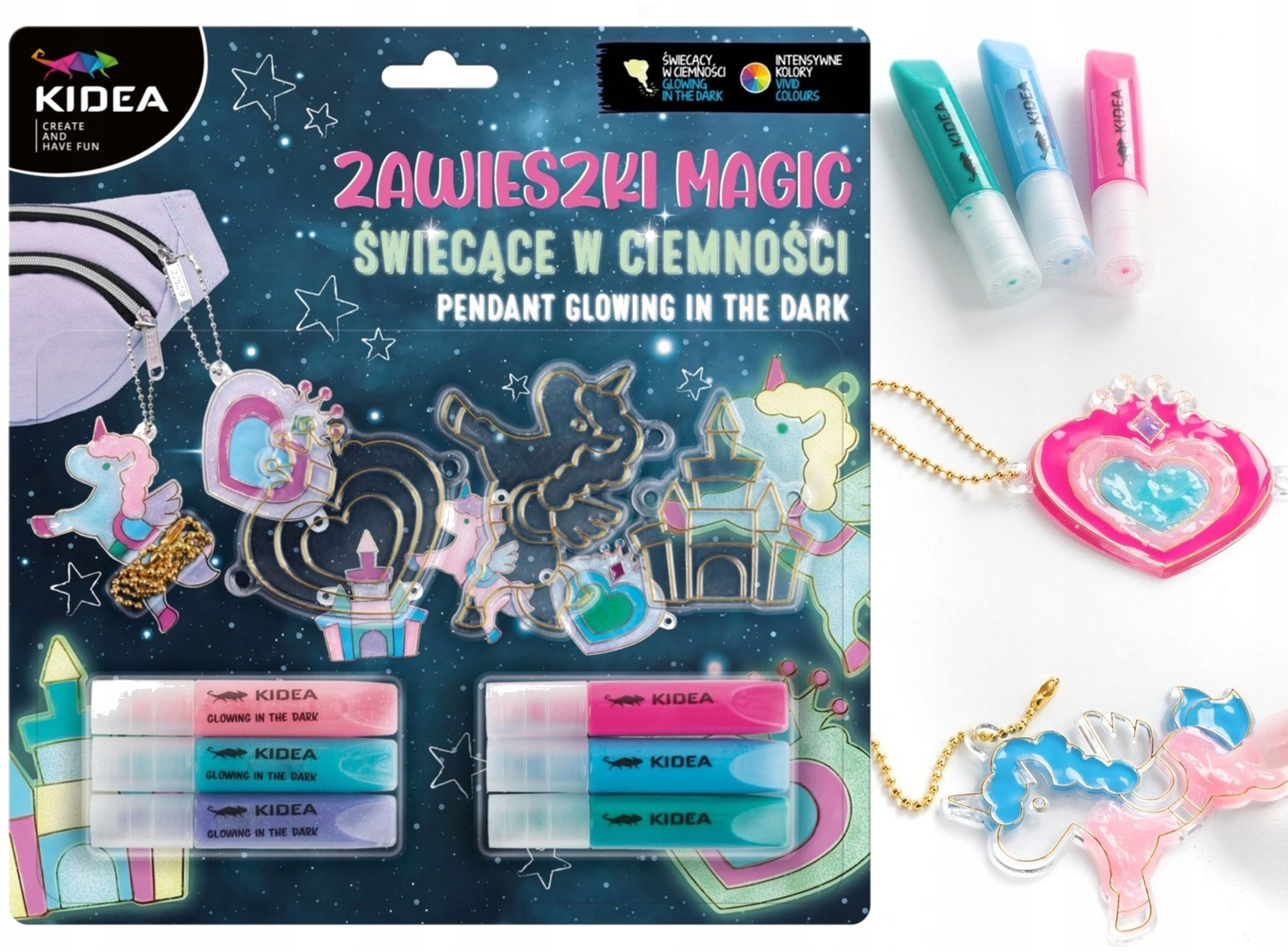 Stwórz Sama ZESTAW ZAWIESZEK Magic Świecących W Ciemności JEDNOROŻEC Kidea_1