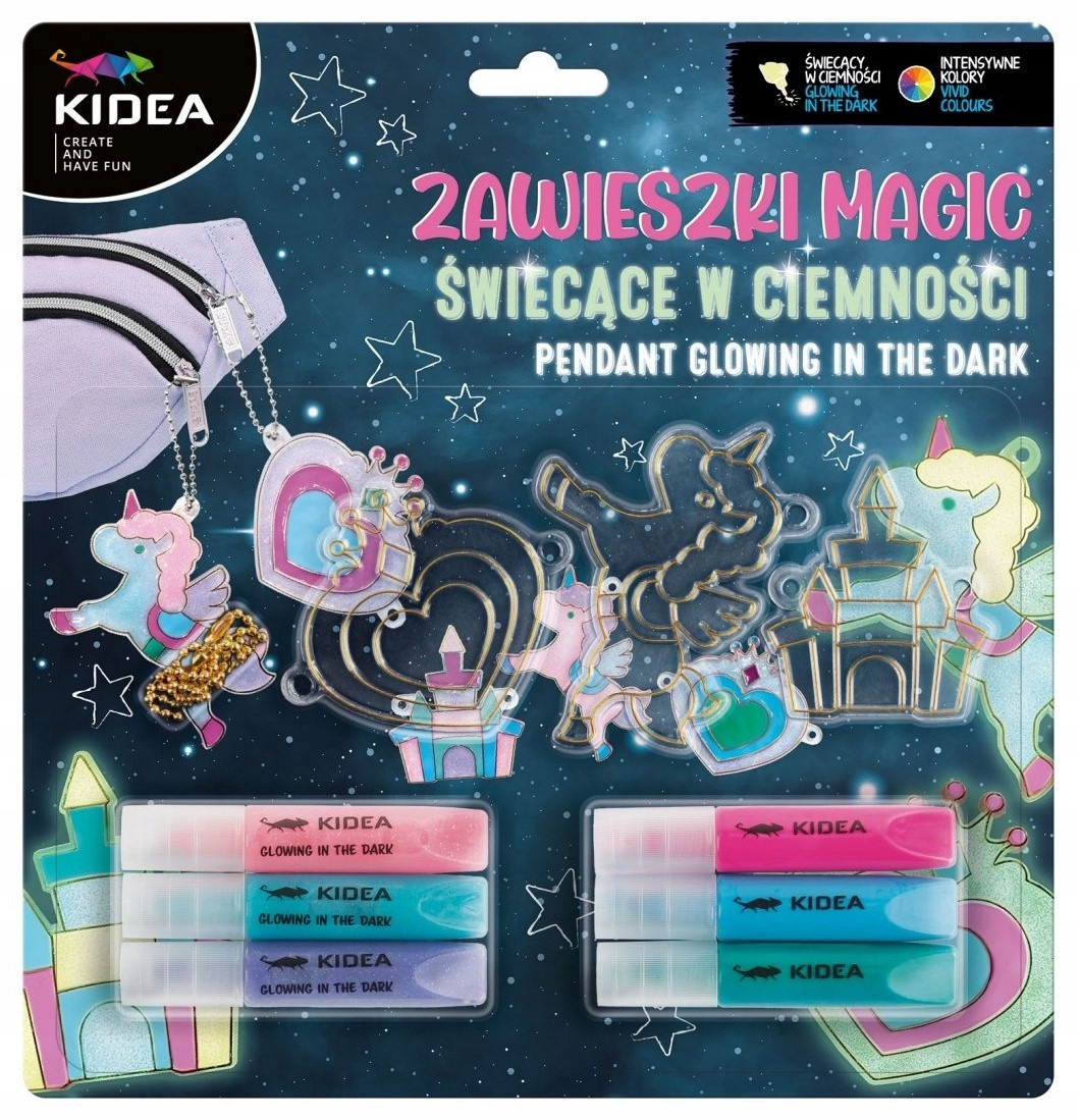Stwórz Sama ZESTAW ZAWIESZEK Magic Świecących W Ciemności JEDNOROŻEC Kidea_9