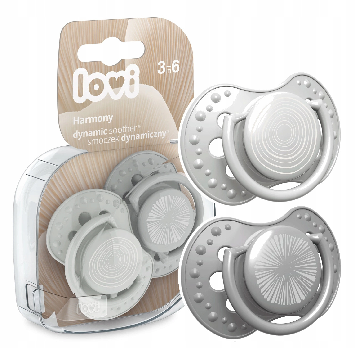 LOVI Smoczek Uspokajający Sylikonowy Dynamiczny HARMONY 3-6M+ 2 sztuki_1