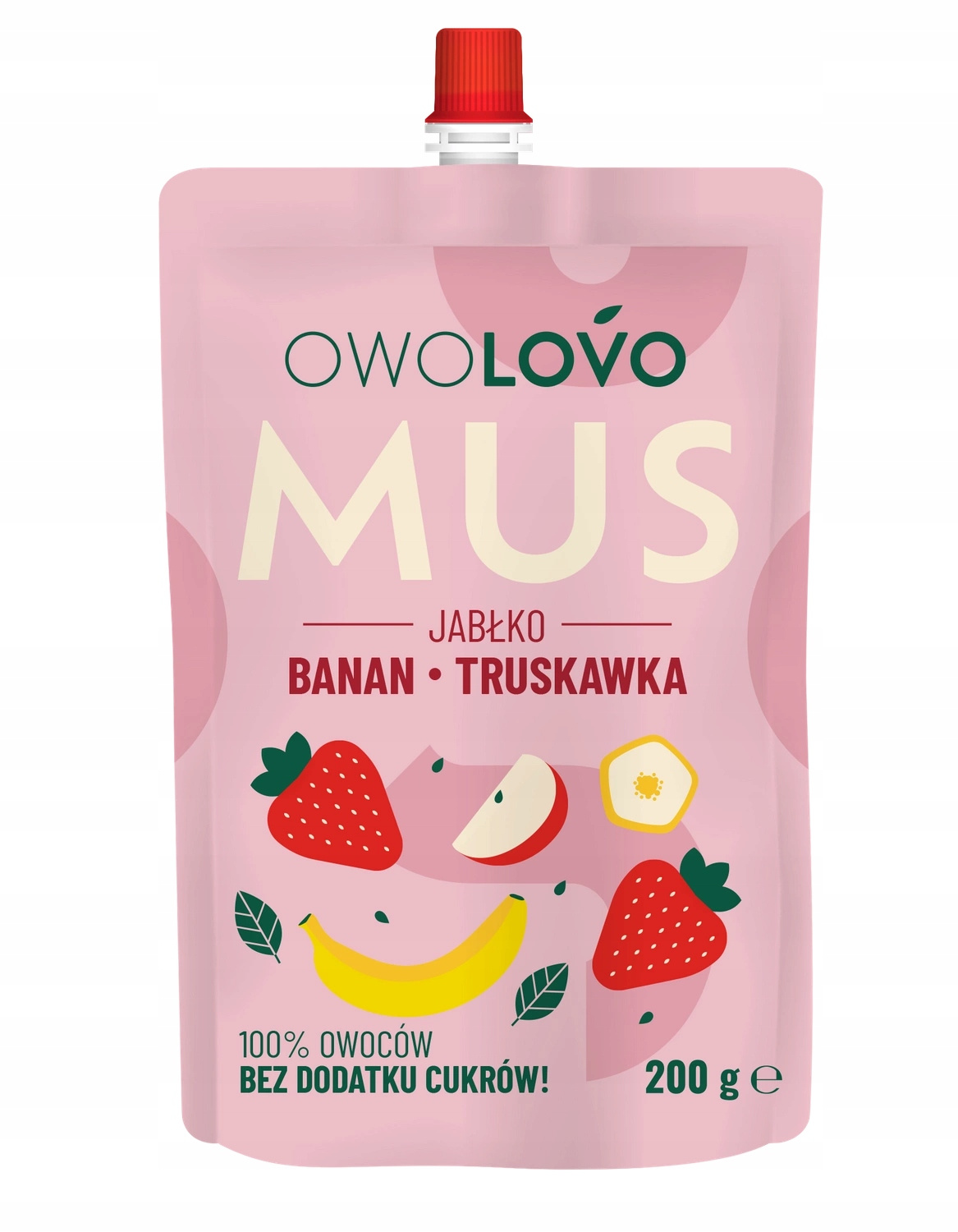 OwoLovo Mus JABŁKO BANAN TRUSKAWKA Dla Dzieci Bez Cukrów 200g_1