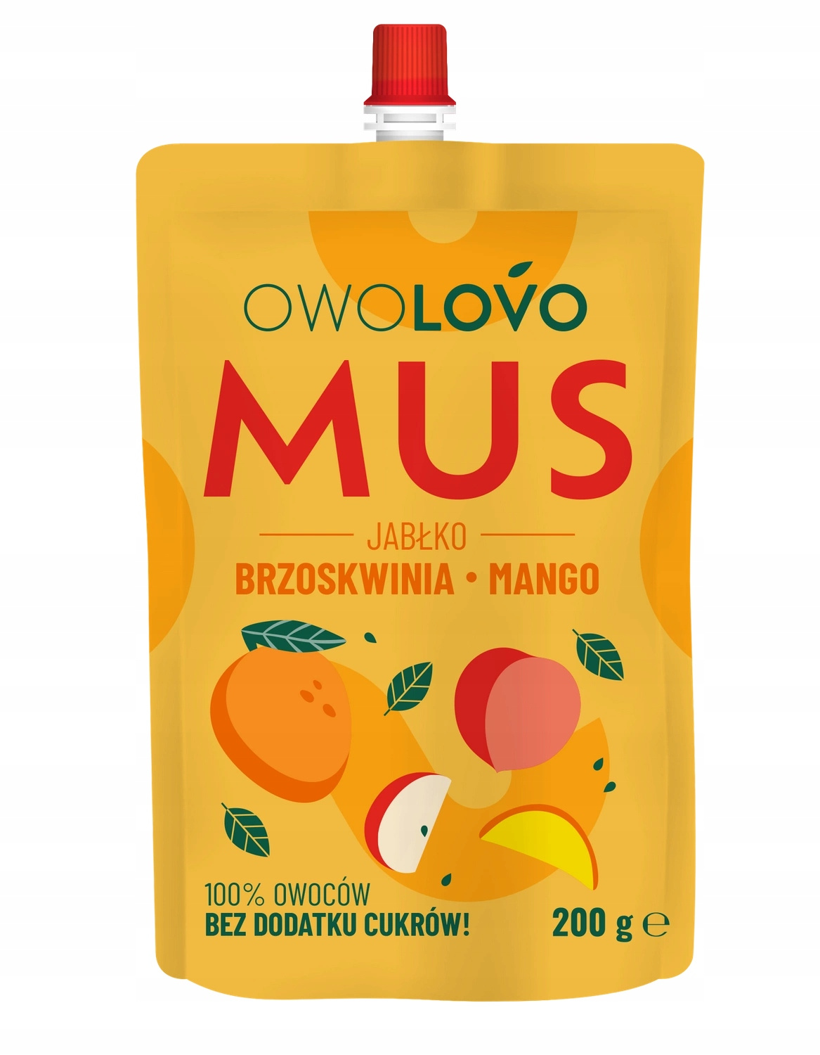 OwoLovo Mus JABŁKO BRZOSKWINIA MANGO Dla Dzieci Bez Cukrów 200g_1