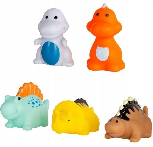 AKUKU Zabawki Gumowe Do Kąpieli Wanny BEZ DZIURKI Dinozaury BEZ BPA 6M+_1