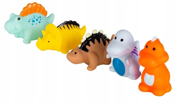 AKUKU Zabawki Gumowe Do Kąpieli Wanny BEZ DZIURKI Dinozaury BEZ BPA 6M+_2