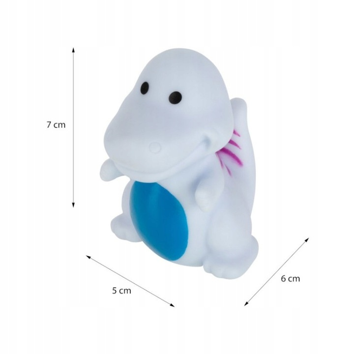 AKUKU Zabawki Gumowe Do Kąpieli Wanny BEZ DZIURKI Dinozaury BEZ BPA 6M+_3