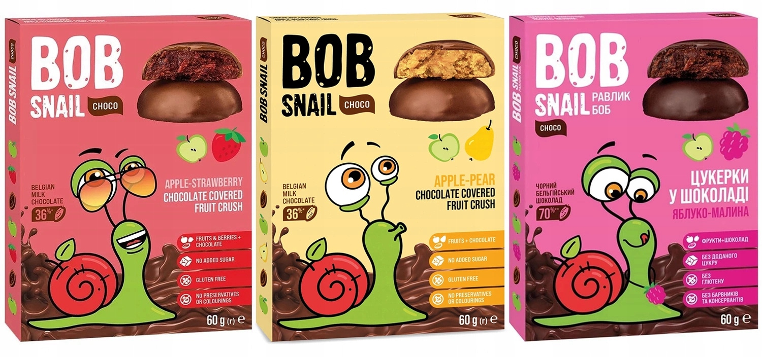Przekąska Owocowa JABŁKO TRUSKAWKA GRUSZKA MALINA 60g x3 BOB SNAIL_1