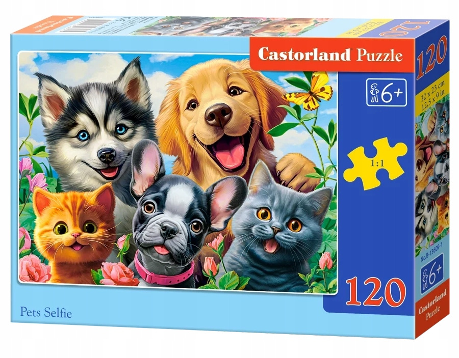 Puzzle 120 Układanka Pies PIESKI Kotki Kot Psy Husky Labrador 6+ Castorland_2