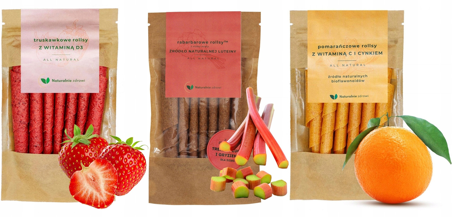 3x Naturalnie Zdrowi Rollsy OWOCOWE Naturalne Zdrowe Przekąski Różne Smaki_1