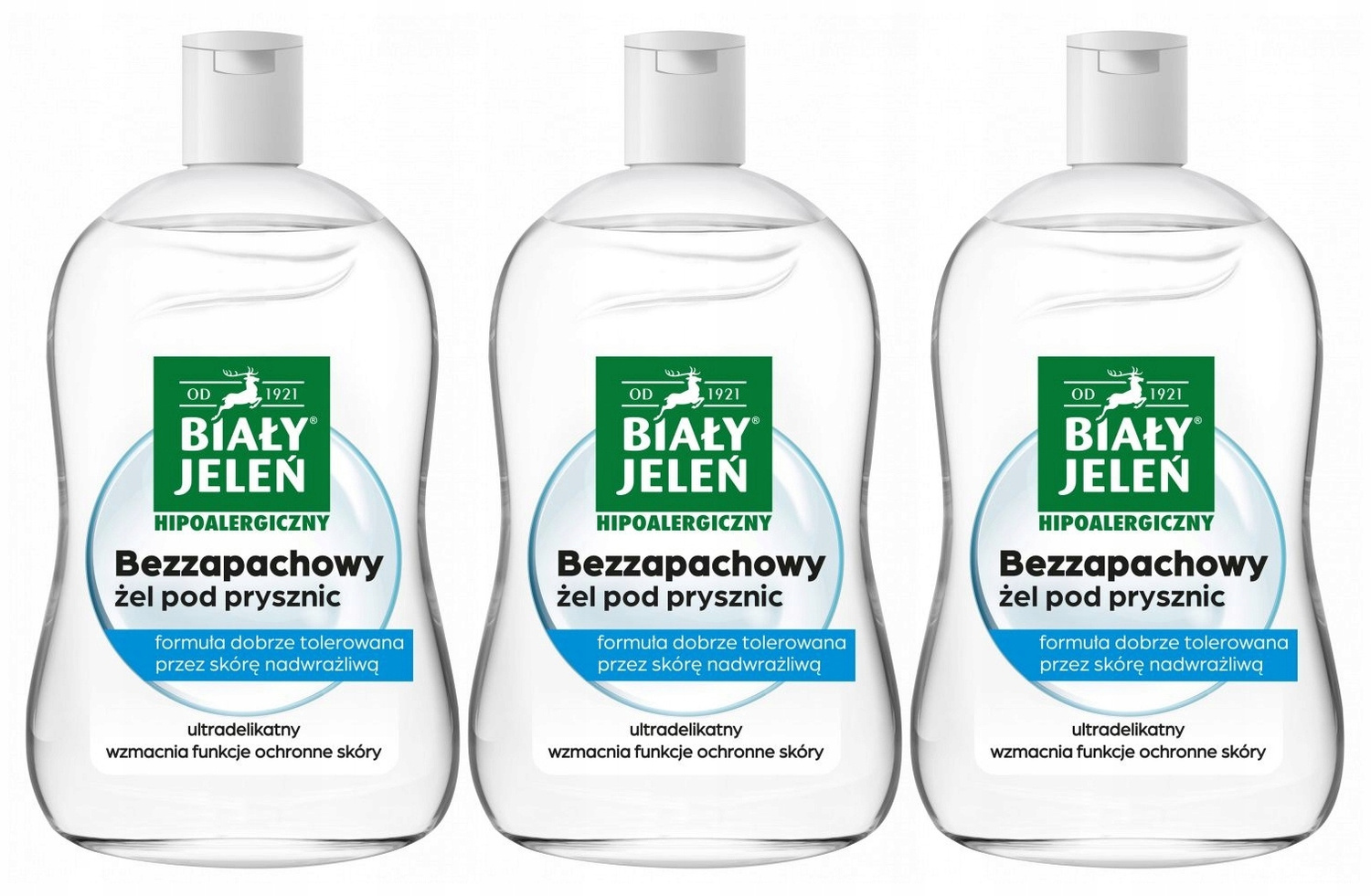 3x BIAŁY JELEŃ Żel Pod Prysznic Bezzapachowy Hipoalergiczny 500ml_1