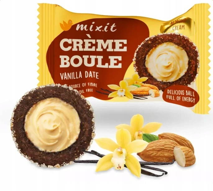 MIXIT Ciastko Pralinka Trufla DAKTYLOWA z ORZECHAMI Kremem Migdałowym 30g_1