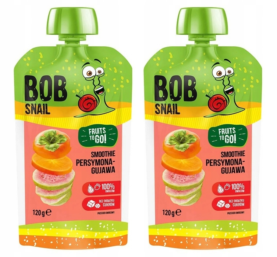 2x BOB SNAIL Smoothie PERSYMONA GUAWA Bez Dodatku Cukru Mus 120g_1