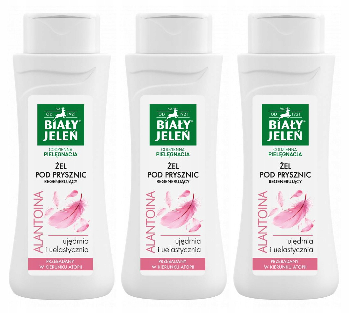 3x BIAŁY JELEŃ Żel Pod Prysznic ALANTOINA Regenerujący 300ml Hipoalergiczny_1