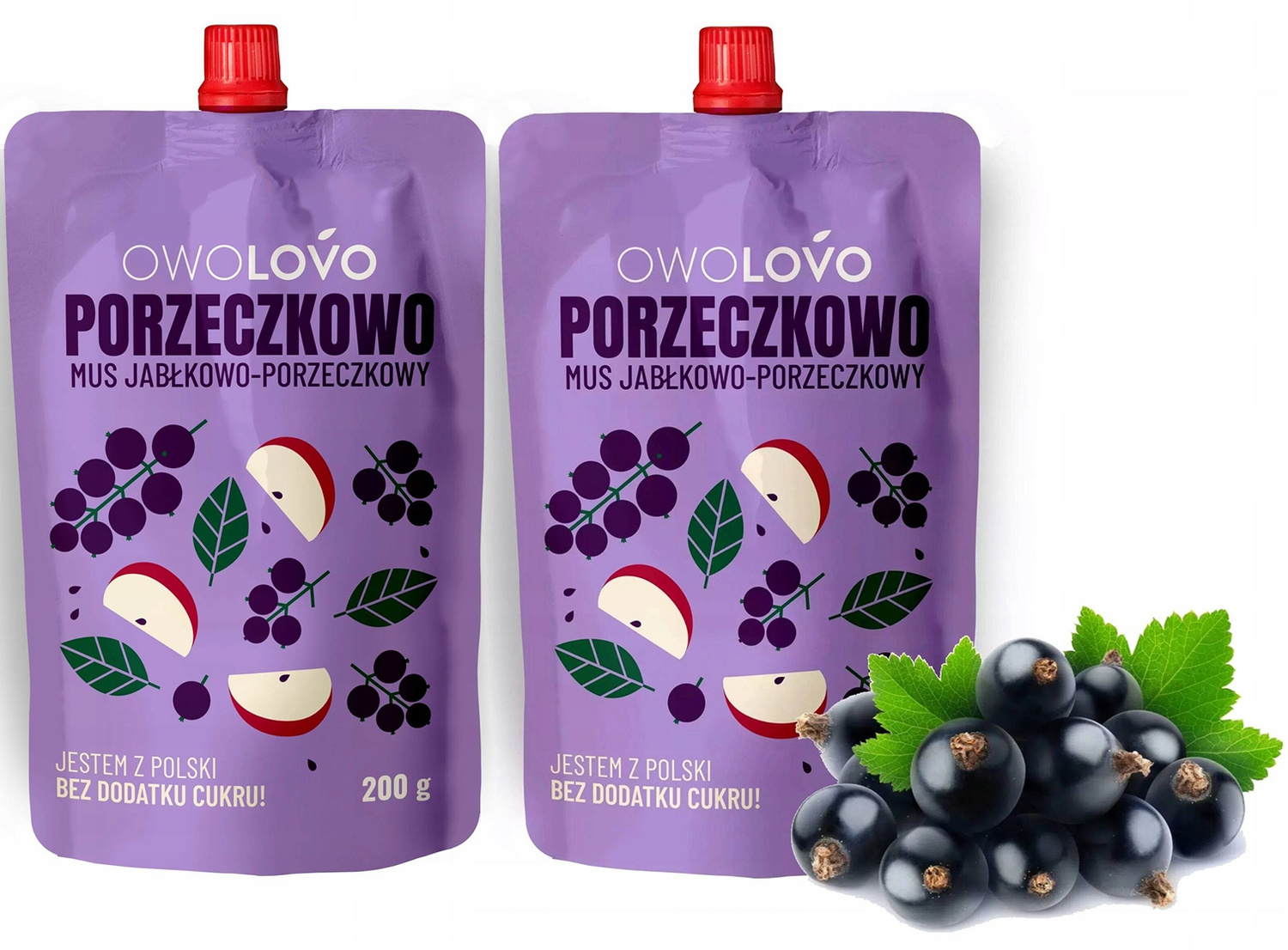 2x OwoLovo Porzeczkowo Mus Jabłkowo-Porzeczkowy Dla Dzieci 200g_1