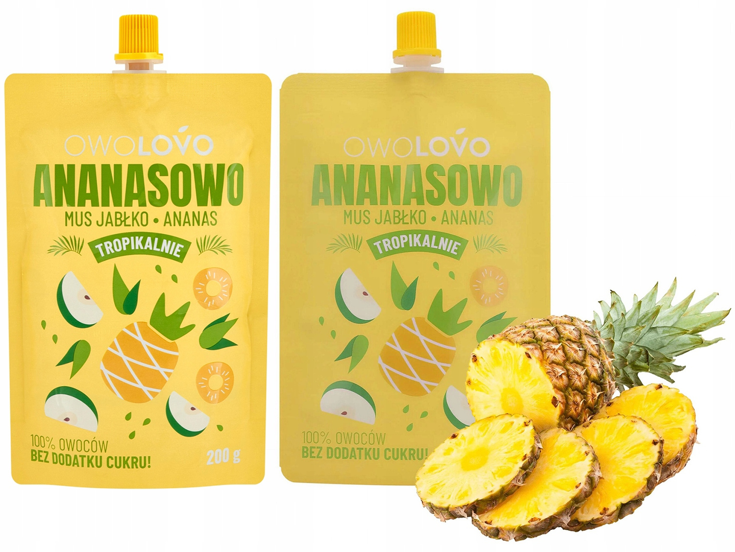 2x OwoLovo Mus Tropikalny Ananasowo Jabłko Ananas Dla Dzieci 200g_1