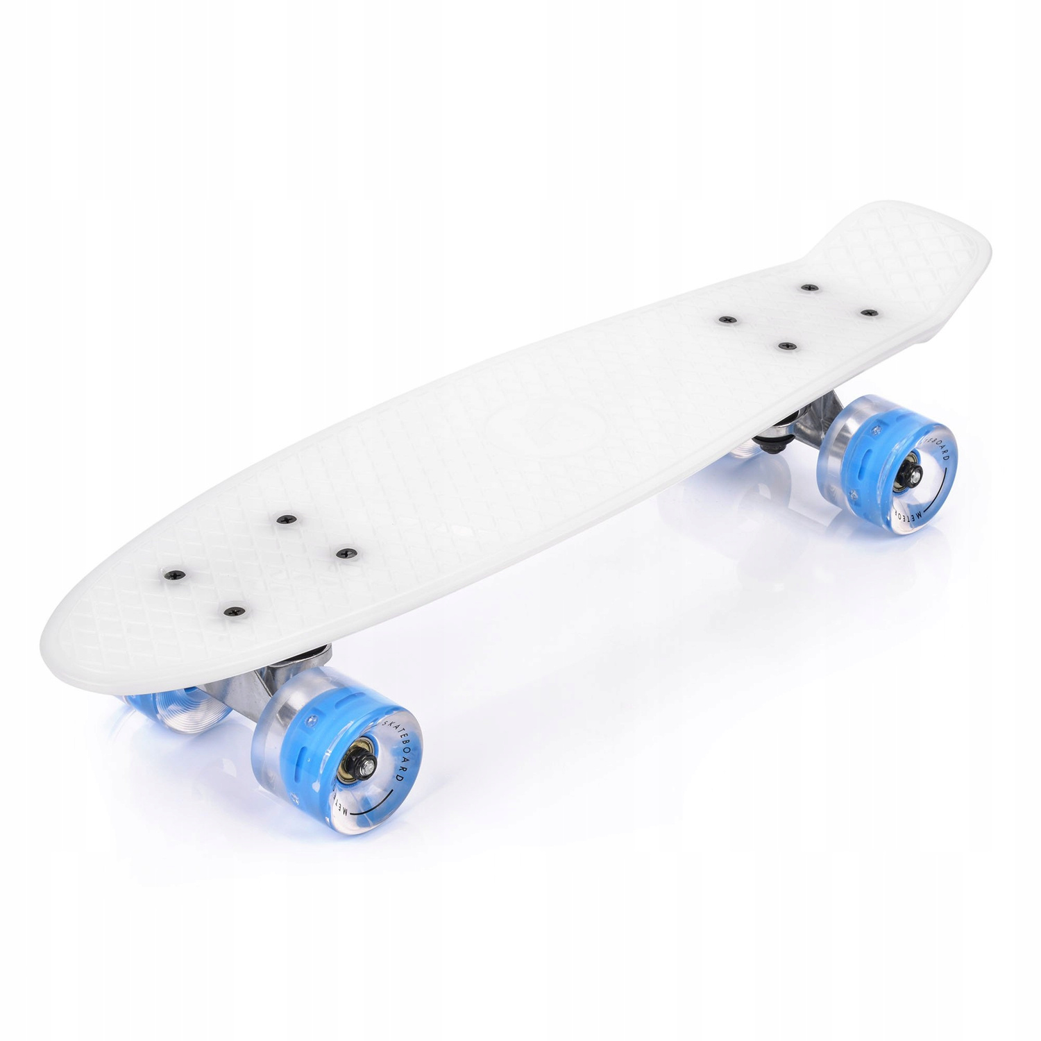 METEOR Deskorolka Fiszka Deska Plastikowa 23897 BIAŁA 56x14,6 cm ABEC 5 LED_1