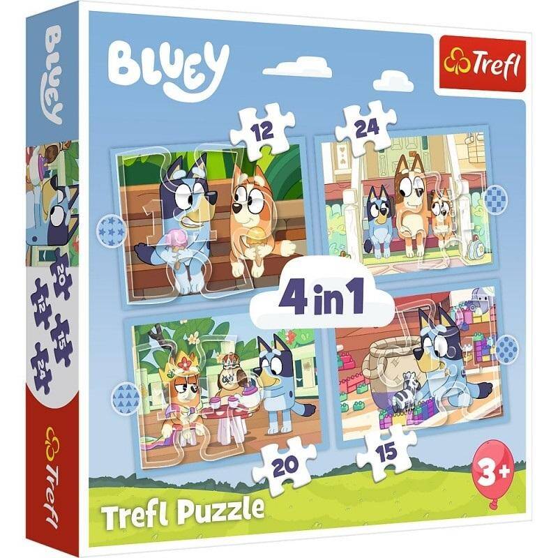 Puzzle 4w1 Układanka Piesek BLUEY Jej Świat Pieski Bajka 3+ Trefl 34637_1