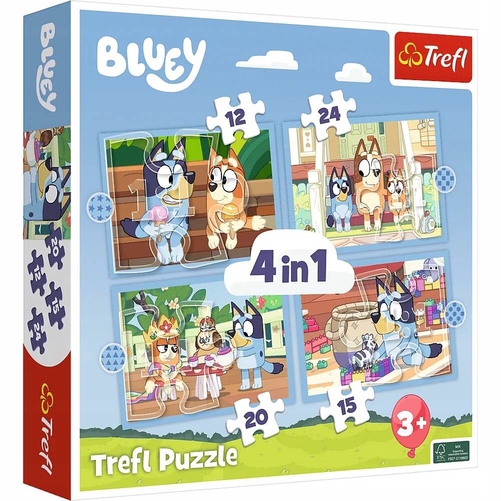 Puzzle 4w1 Układanka Piesek BLUEY Jej Świat Pieski Bajka 3+ Trefl 34637_6