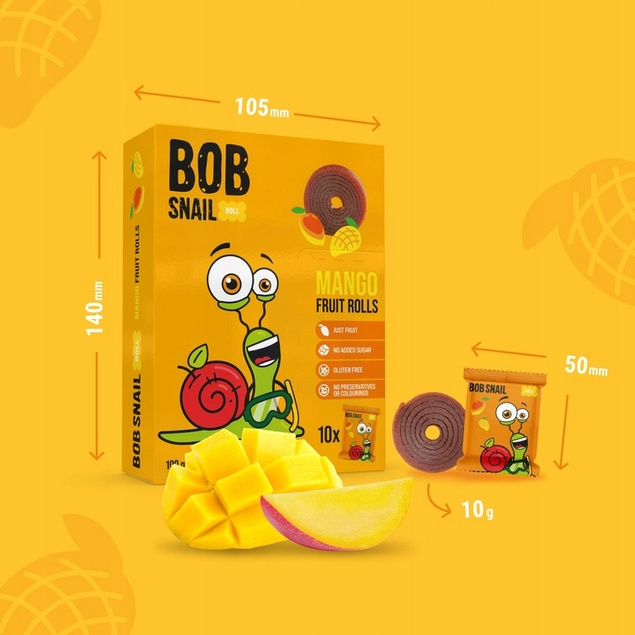 Przekąska Owocowa Mango Bez Cukrów 100g BOB SNAIL_2
