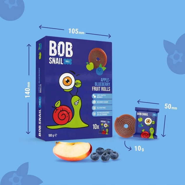 Przekąska Owocowa Jabłko Borówka Bez Cukrów 100g BOB SNAIL_2