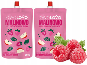 2x OwoLovo Malinowo Mus Jabłkowo-Malinowy Dla Dzieci 200g