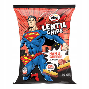 Oho! Chipsy z Czerwonej Soczewicy o Smaku SZYNKI i SERA Chrupki 90g