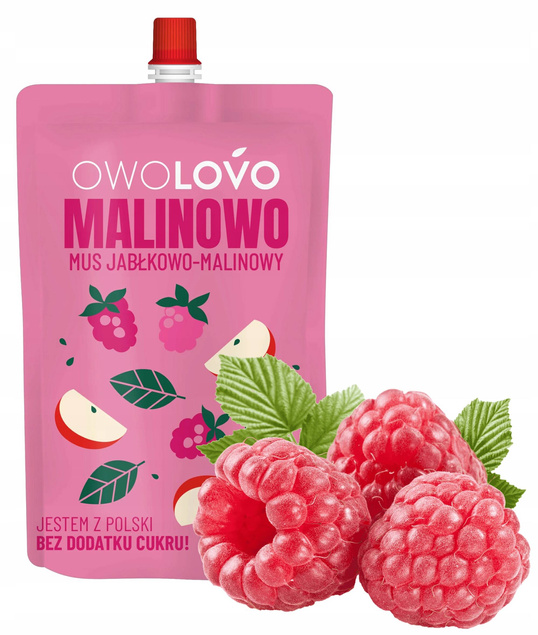 OwoLovo Malinowo Mus Jabłkowo-Malinowy Dla Dzieci 200g