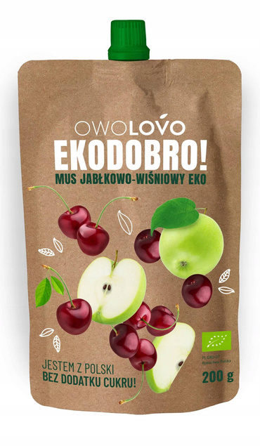 OwoLovo Mus EKODOBRO Jabłkowo-Wiśniowy Eko Dla Dzieci 200g