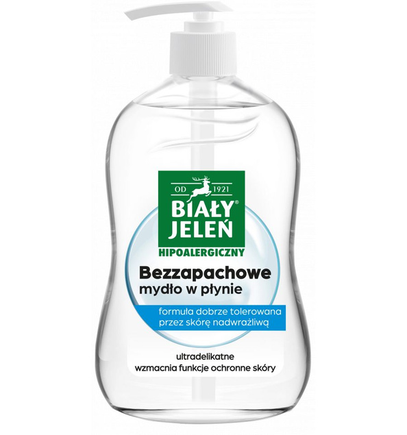 BIAŁY JELEŃ Mydło w Płynie Bezzapachowe Hipoalergiczne 300ml WRAŻLIWA SKÓRA