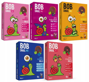 BOB SNAIL Przekąska Owocowa ZESTAW 5 x 100g MIX SMAKÓW Naturalna Bez Cukrów