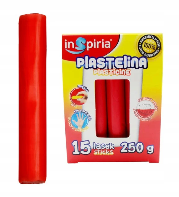 Plastelina CZERWONA Komplet 15 Lasek Szkolna Plastyczna 250g Inspiria x5_2