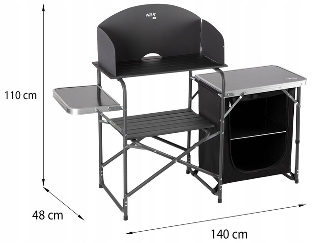 Szafka Turystyczna Kempingowa Na Żywność Składana Z Blatem i Osłoną NC3041