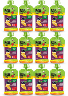 12x BOB SNAIL Smoothie BANAN Czarna PORZECZKA Bez Dodatku Cukru Mus 120g