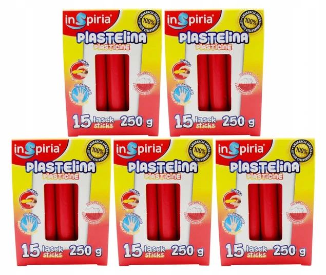 Plastelina CZERWONA Komplet 15 Lasek Szkolna Plastyczna 250g Inspiria x5_1