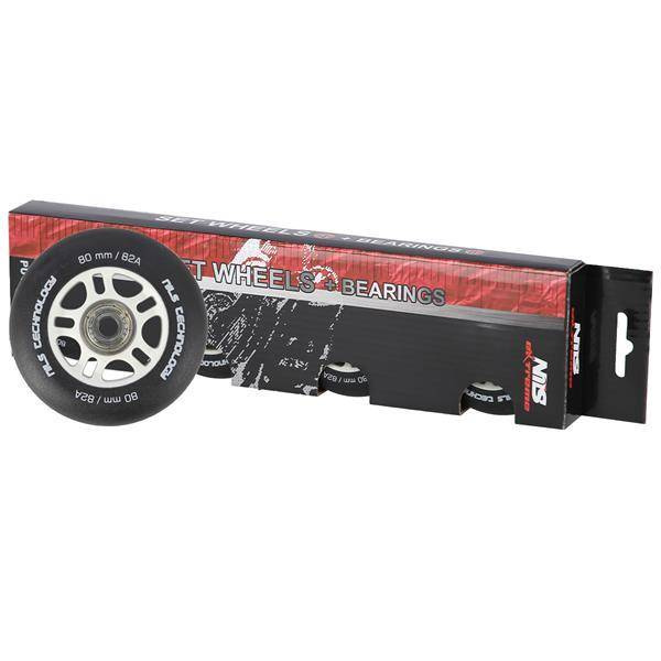PU 80x24 82A CZARNE MATOWE (4 szt.) + ABEC-9  (8 szt.) ZESTAW NILS EXTREME