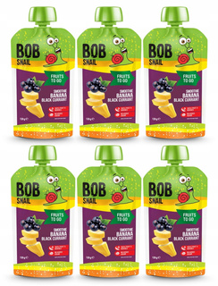 6x BOB SNAIL Smoothie BANAN Czarna PORZECZKA Bez Dodatku Cukru Mus 120g