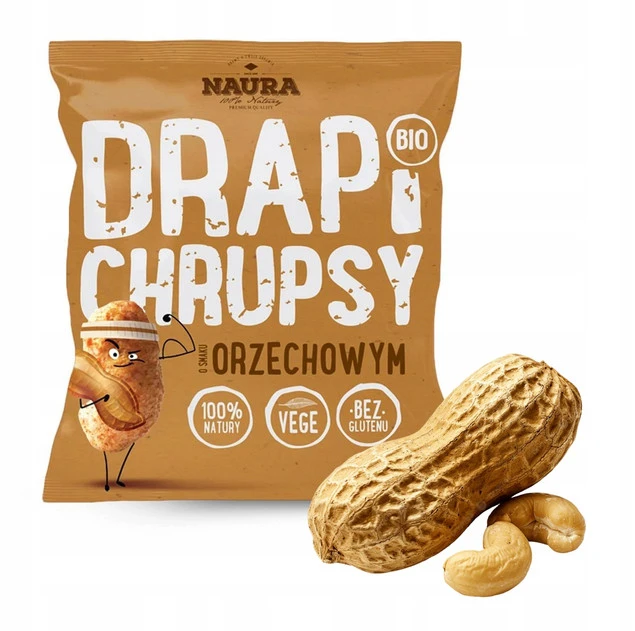 Chrupki o Smaku ORZECHOWYM Drapi Chrupsy Bezglutenowe NAURA 50g_1