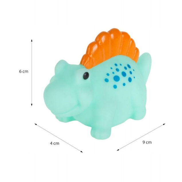 AKUKU Zabawki Gumowe Do Kąpieli Wanny BEZ DZIURKI Dinozaury BEZ BPA 6M+