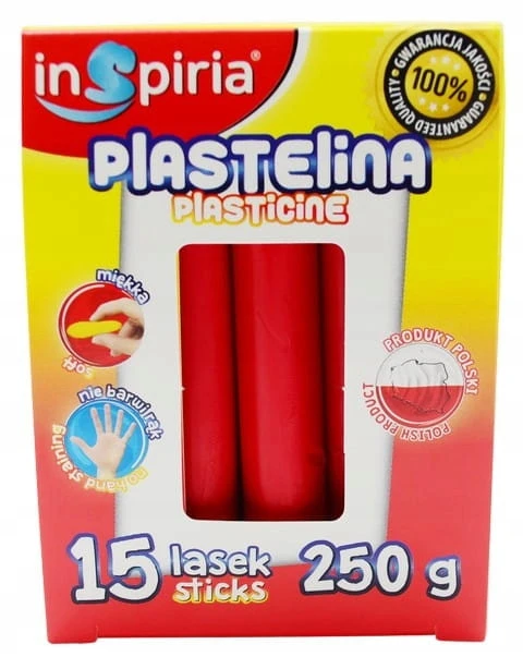 Plastelina CZERWONA Komplet 15 Lasek Szkolna Plastyczna 250g Inspiria 9851_2