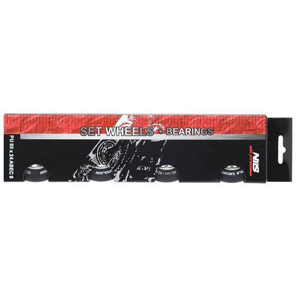 PU 80x24 82A CZARNE MATOWE (4 szt.) + ABEC-9  (8 szt.) ZESTAW NILS EXTREME