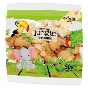 BIO Ania Herbatniki Mini ZOO Jungle Bez Cukru 50g