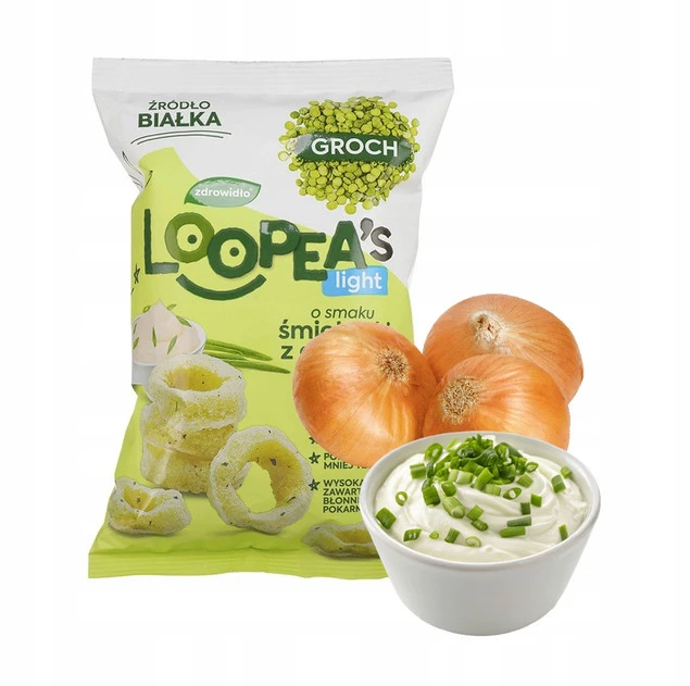 Chrupki z Grochu o Smaku ŚMIETANKI Z CEBULKĄ Loopea's 50g_1