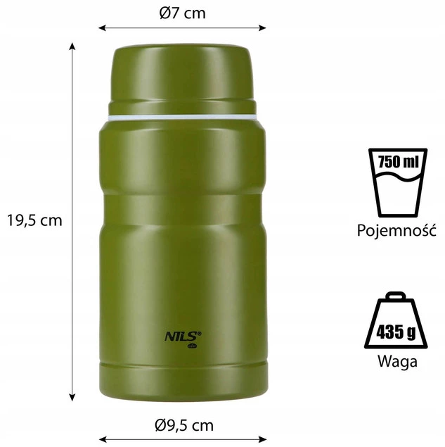 Termos Obiadowy Na Żywność Napój Stal Miseczka Z Łyżką Lunchbox 750ml Nils