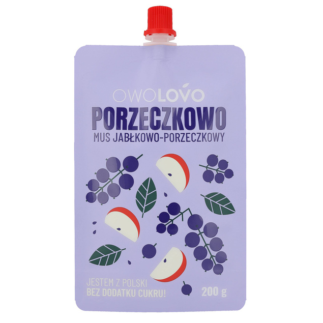 OwoLovo Porzeczkowo Mus Jabłkowo-Porzeczkowy Dla Dzieci 200g