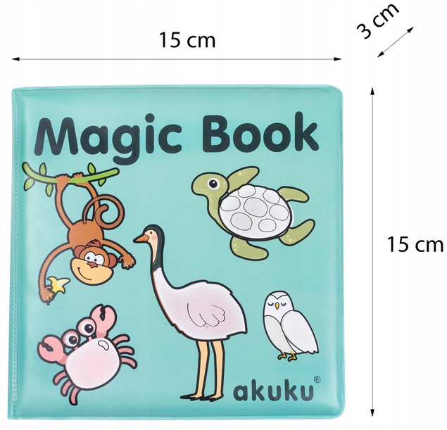 AKUKU Magiczna KSIĄŻECZKA Edukacyjna Do Wody Wanny Kąpieli 6m+ BPA FREE