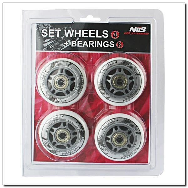 PU 84x24 BIAŁE 82A (4 SZT) + ABEC-7 (8 SZT) CHROME ZESTAW NILS EXTREME