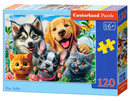 Puzzle 120 Układanka Pies PIESKI Kotki Kot Psy Husky Labrador 6+ Castorland