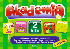 Akademia 2-Latka Kolorowanie, Naklejanie, Łączenie Par + Naklejki Greg