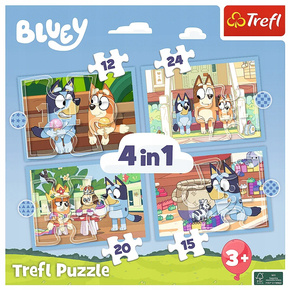 Puzzle 4w1 Układanka Piesek BLUEY Jej Świat Pieski Bajka 3+ Trefl 34637