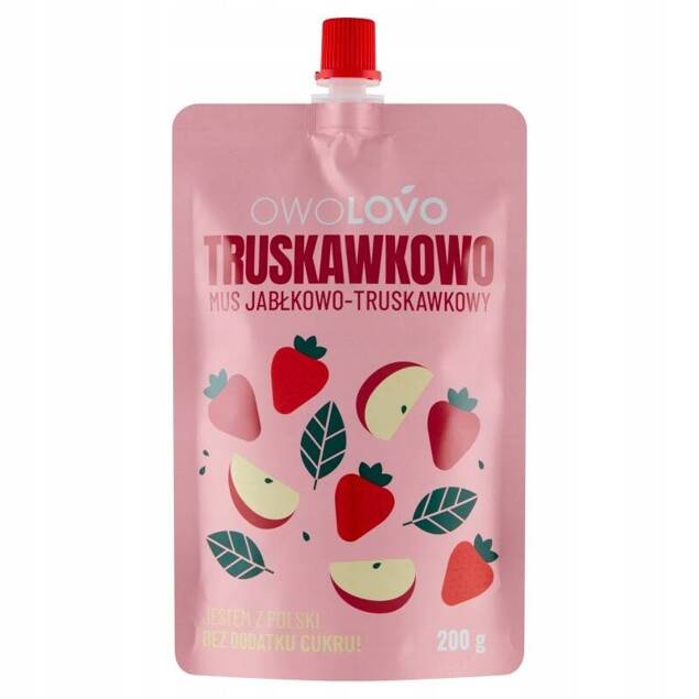 OwoLovo Truskawkowo Mus Jabłkowo-Truskawkowy Dla Dzieci 200g